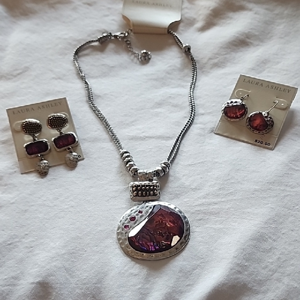 Laura Ashley Silver Necklace with Purple Accents